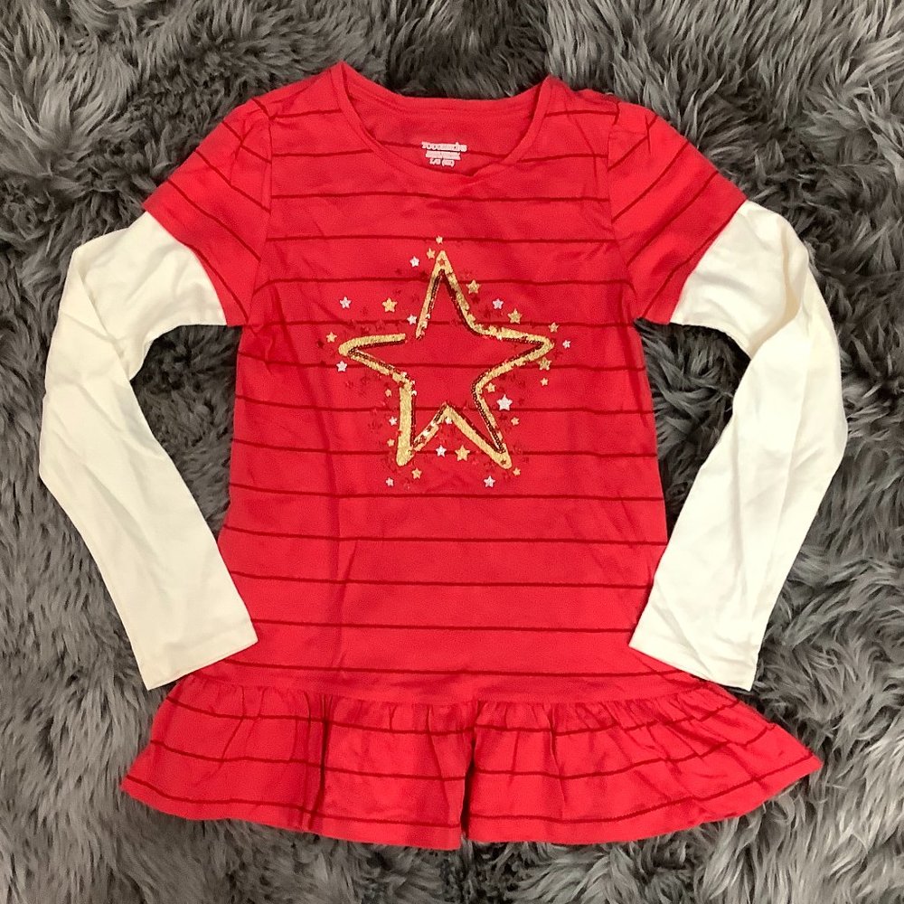 Toughskins | Girl's Long Sleeve Shirt | Red & White | Various Sizes